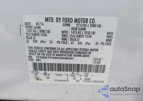 2017 Ford Explorer Limited из США, поврежденный, VIN 1FM5K7FH5HGA48341